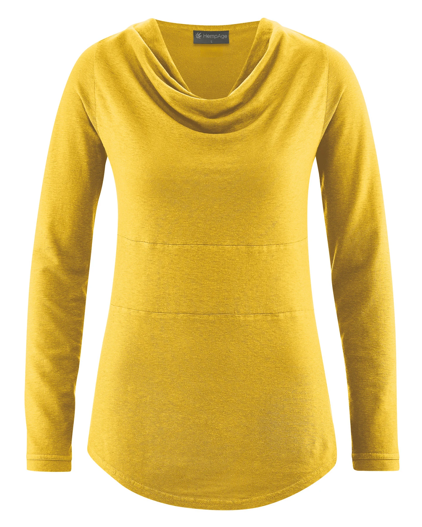 Hempage Damen vegan Langarm Top In Currygelb – Ansicht 2