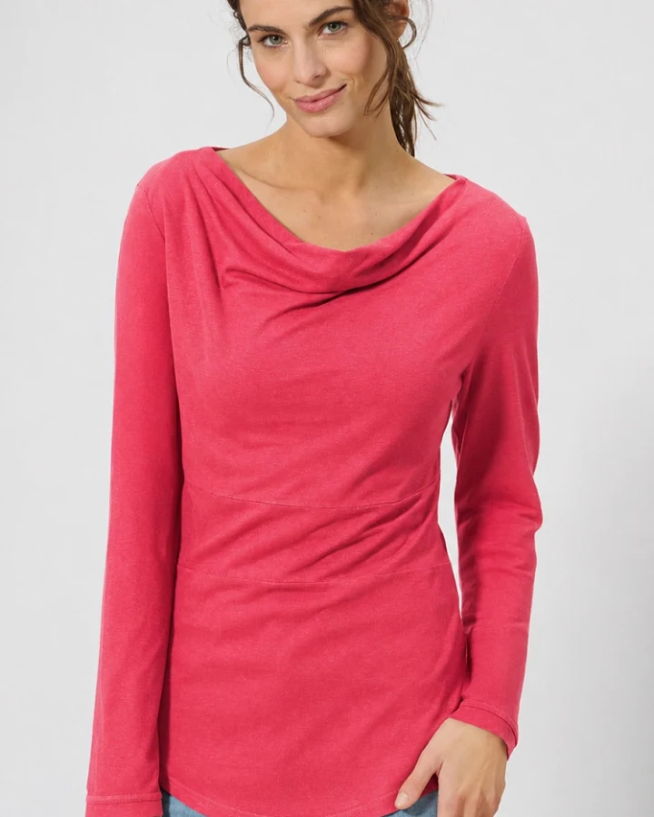 Hempage Damen vegan Langarm Top In Tomatenrot