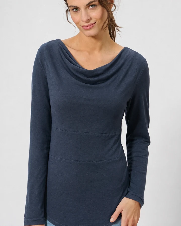 Hempage Damen vegan Langarmshirt Wintersky Blau
