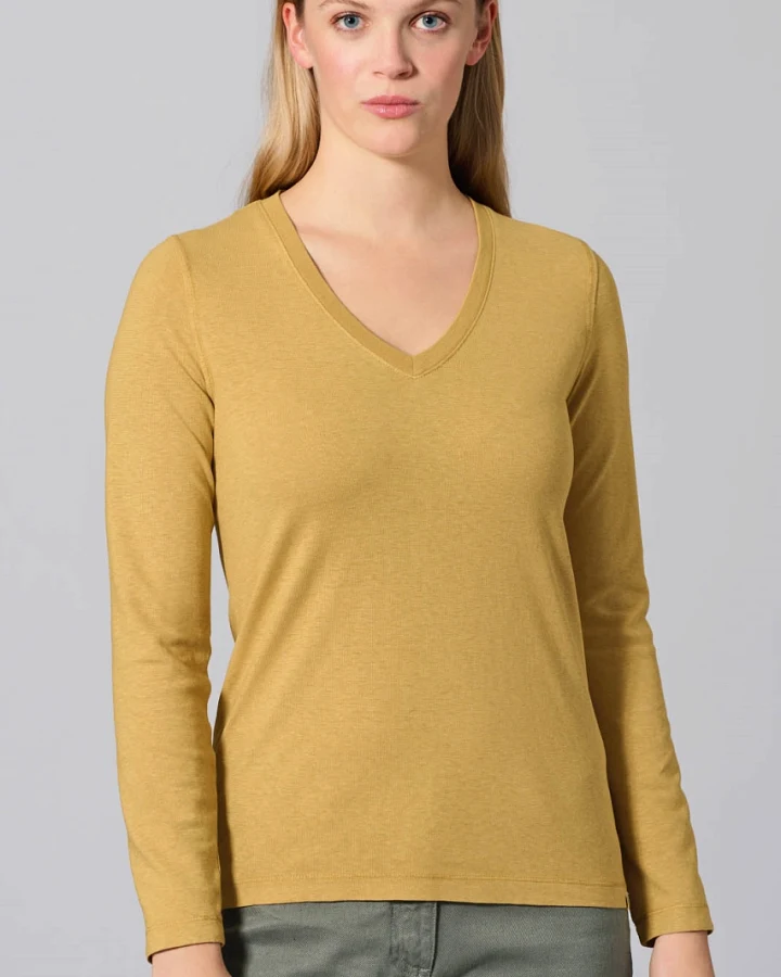 Hempage Damen vegan Langarmshirt Sporty Dijon Gelb