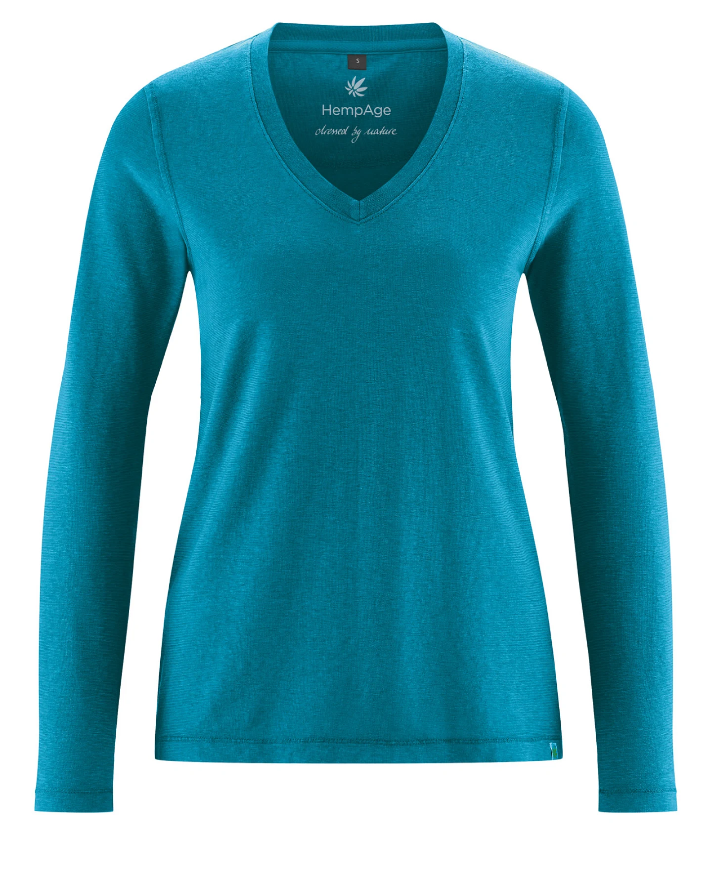 Hempage Damen vegan Langarmshirt Sporty Lagunenblau – Ansicht 2