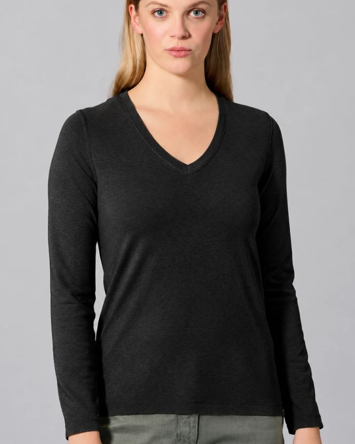 Hempage Damen vegan Langarmshirt Sporty Schwarz