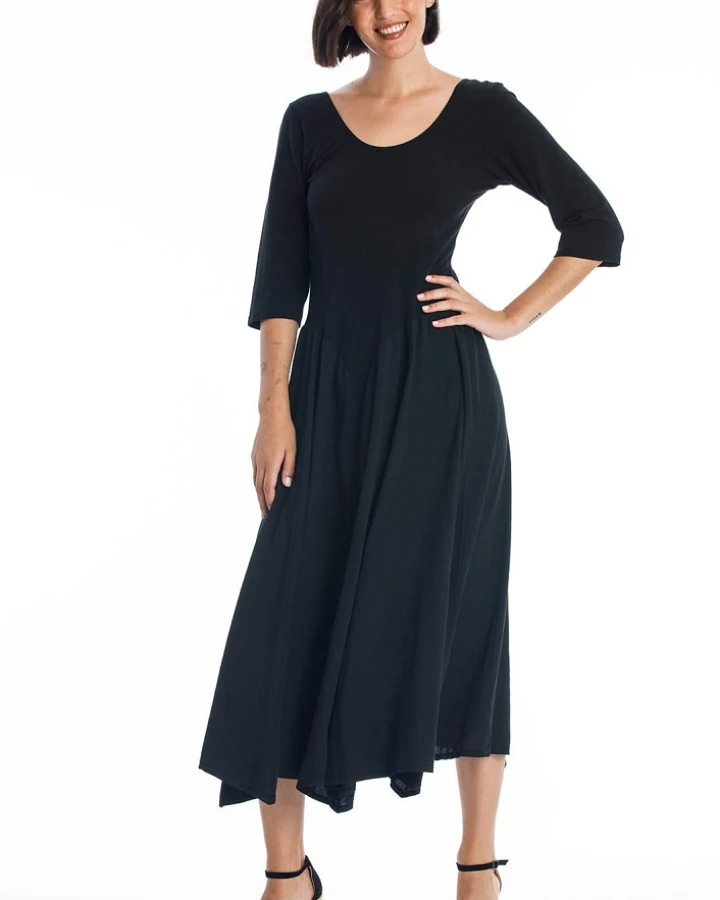 RAVENS VIEW IBIZA Damen vegan Midikleid Look Schwarz