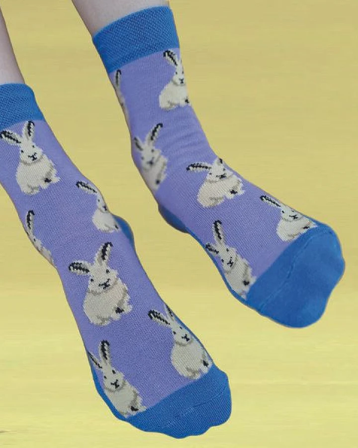 Fräulein Prusselise Hasi Socke, organic, lila, blau, bunt gemustert