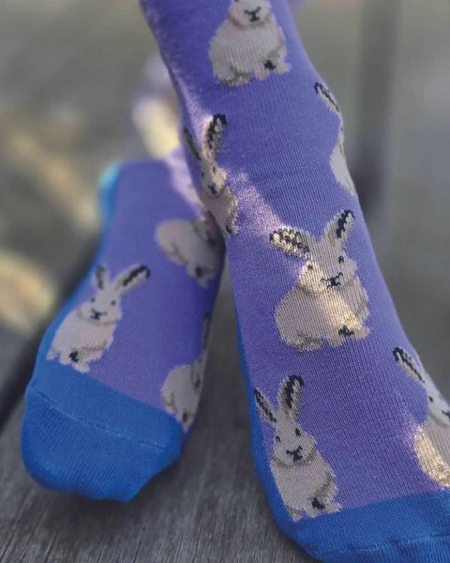 Fräulein Prusselise Hasi Socke, organic, lila, blau, bunt gemustert – Ansicht 3