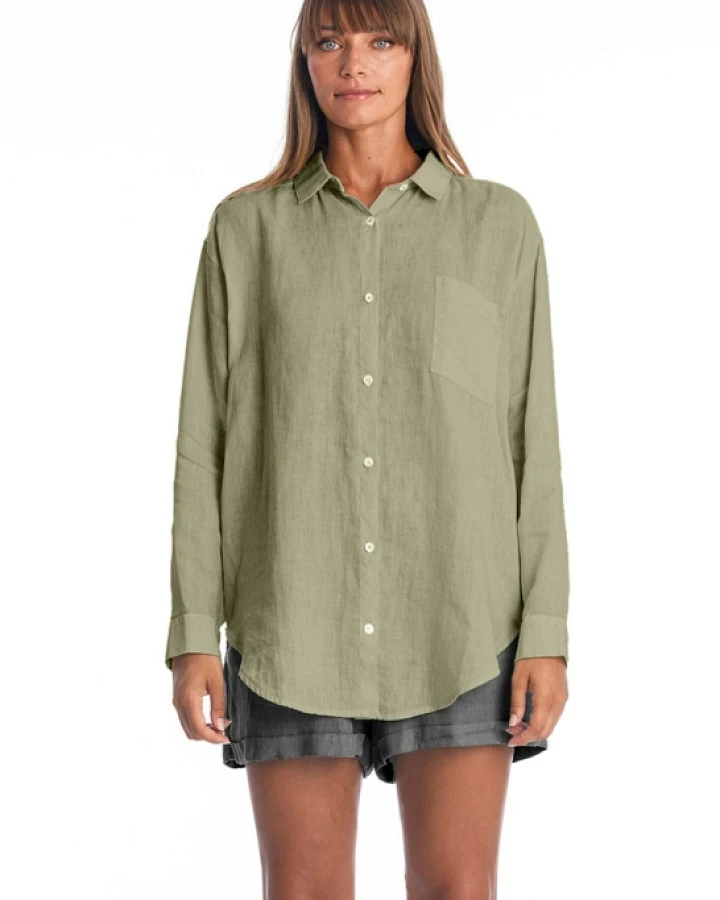 RAVENS VIEW IBIZA Damen vegan Hemd Monet Khaki