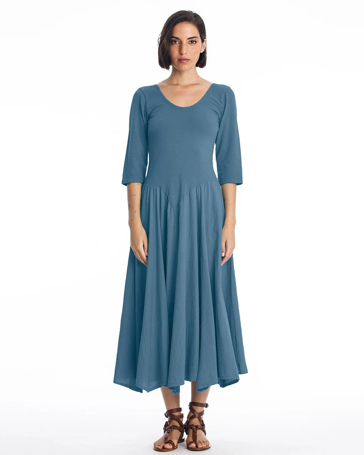 RAVENS VIEW IBIZA Damen vegan Midikleid Look Blau