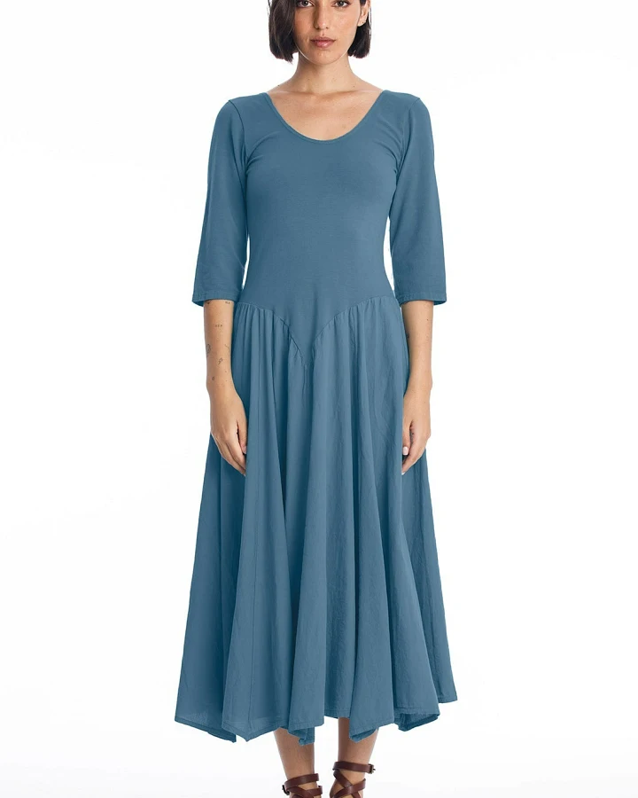 RAVENS VIEW IBIZA Damen vegan Midikleid Look Blau