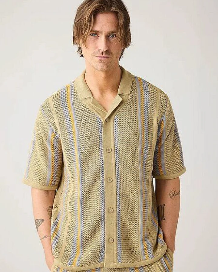 Knowledge Cotton Apparel Striped Knitted Shirt