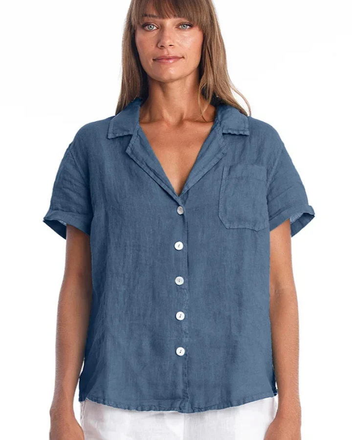 RAVENS VIEW IBIZA Damen vegan Hemd Elly Jeans Blau