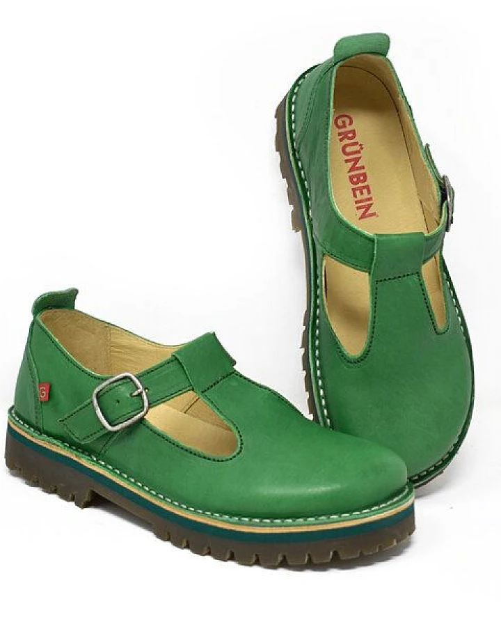 Grünbein Shoes Spangen-Ballerinas Paula Naturform lose Einlage grün