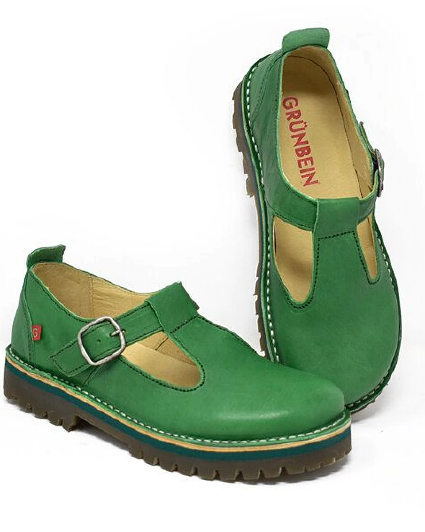 Grünbein Shoes Spangen-Ballerinas Paula Naturform lose Einlage grün – Ansicht 2