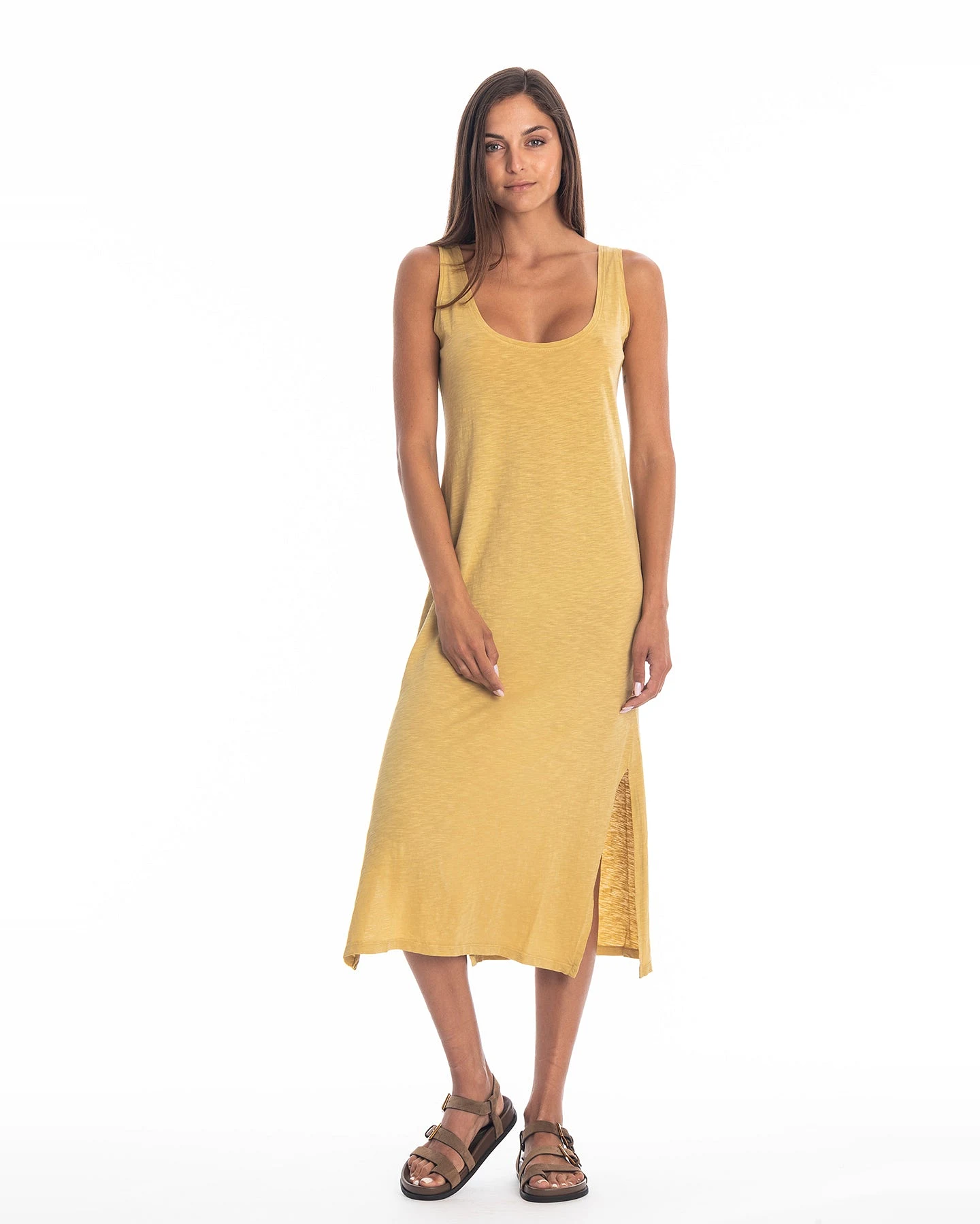RAVENS VIEW IBIZA Damen vegan Kleid Demi Gold – Ansicht 2