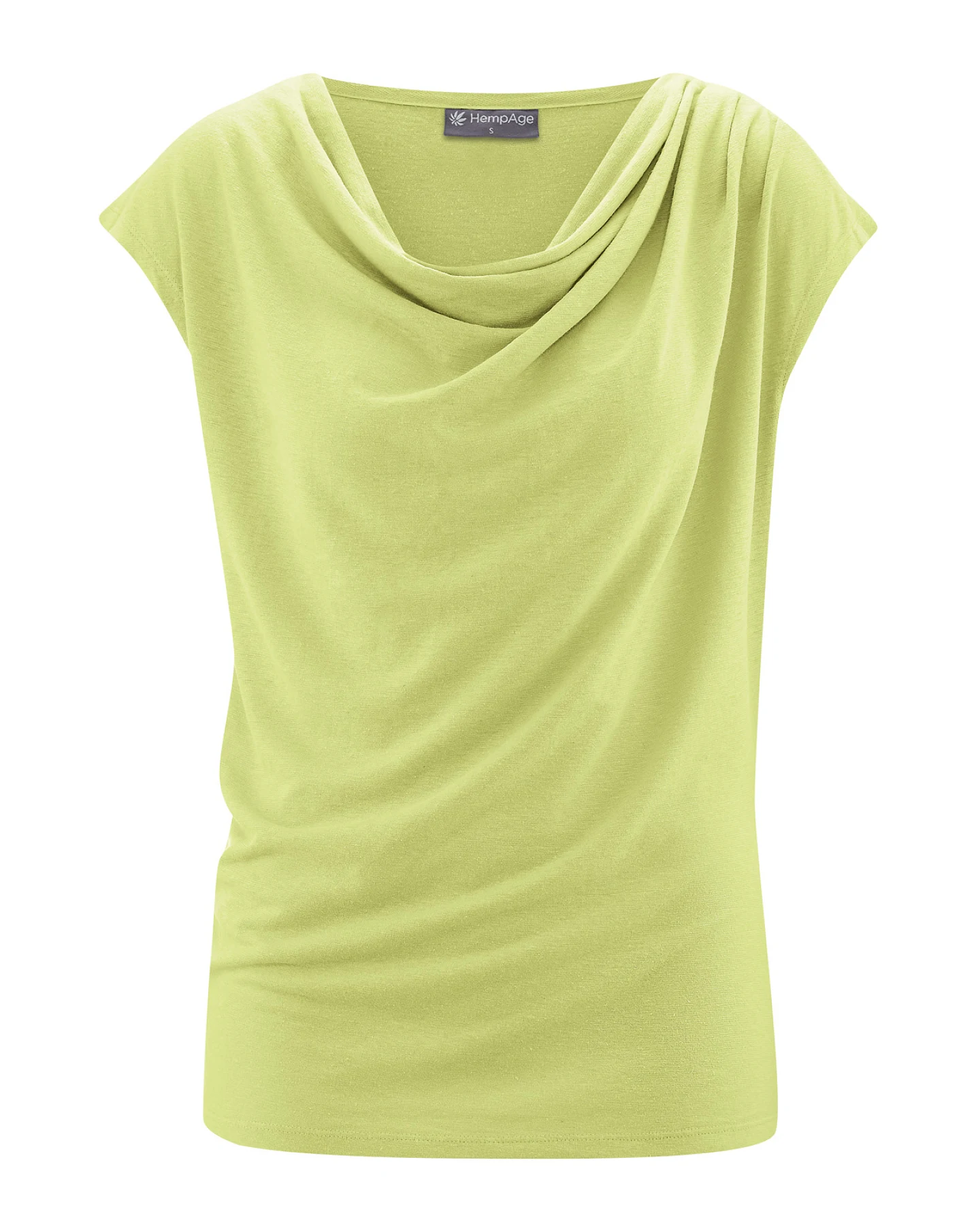 Hempage Damen vegan Top Wasserfallausschnitt Lind Grün – Ansicht 2