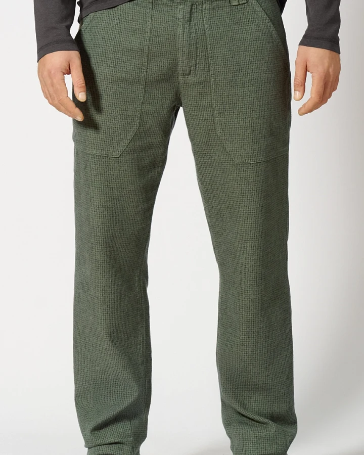 Hempage Herren vegan Hose Mit Hahnentrittmuster Moosgrün
