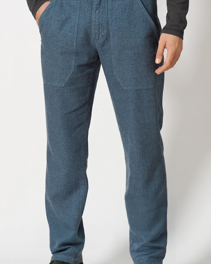 Hempage Herren vegan Hose Mit Hahnentrittmuster Taubenblau