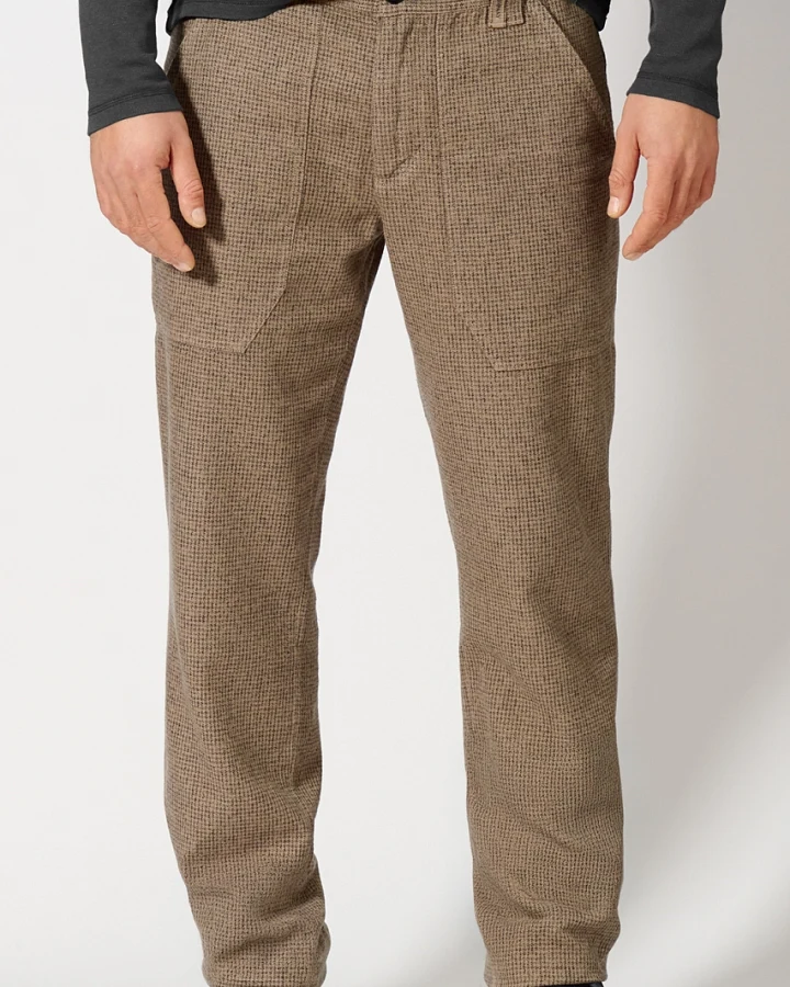 Hempage Herren vegan Hose Mit Hahnentrittmuster Shitake Braun