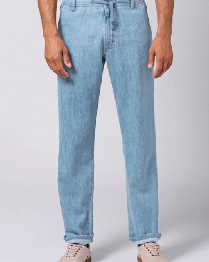 Hempage Herren vegan Jeans Mit 5 Taschen Geradem Bein Aquablau