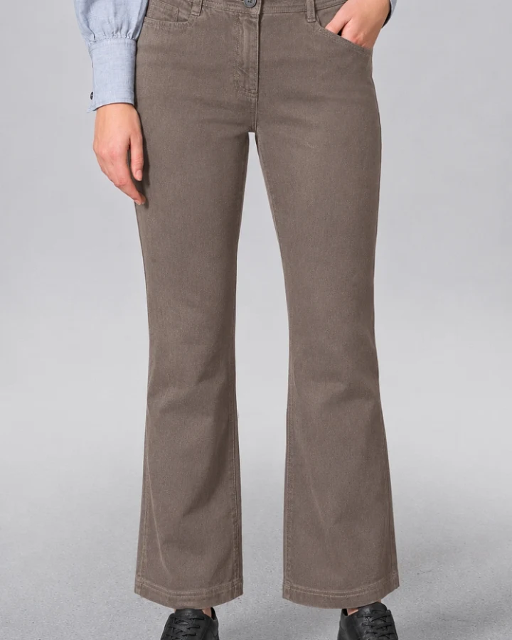 Hempage Damen vegan Hose Modisch Ausgestellt Staubbraun
