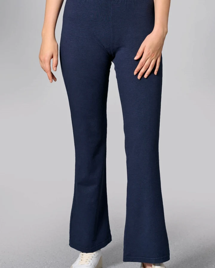 Hempage Damen vegan Hose Mit Ausgestelltem Bein Marineblau
