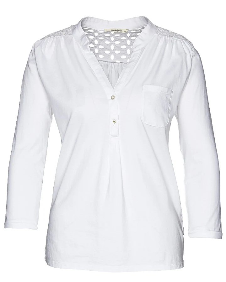 Broidery anglaise henley blouse