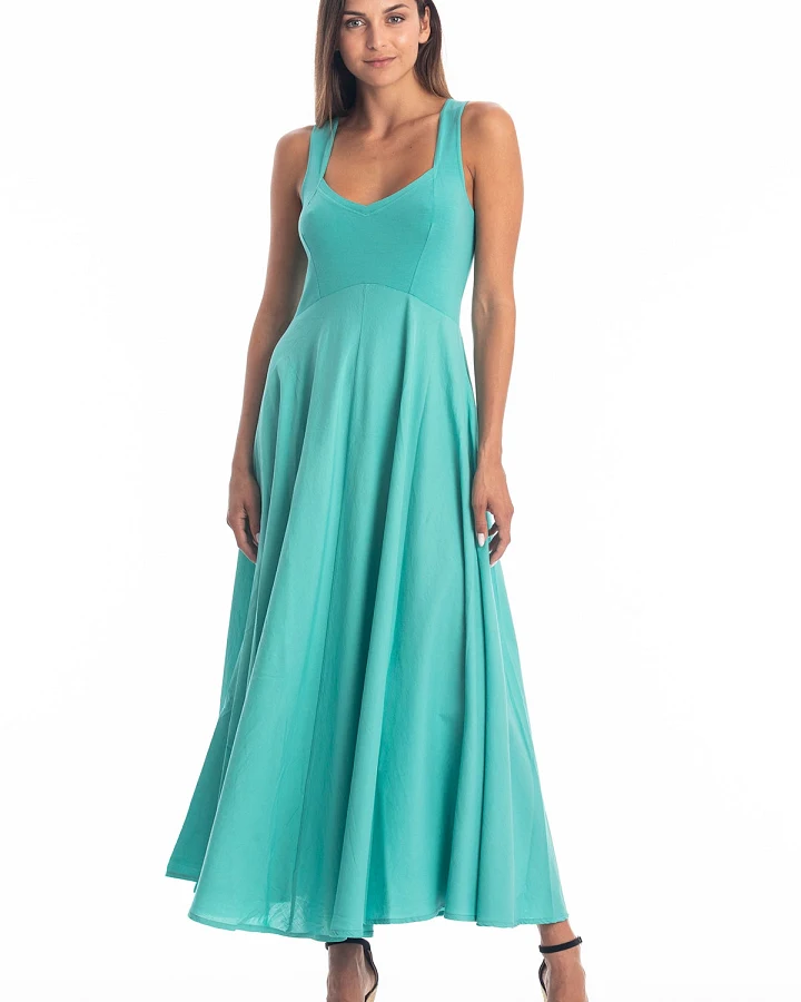 RAVENS VIEW IBIZA Damen vegan Kleid Madonna Elegant Türkis