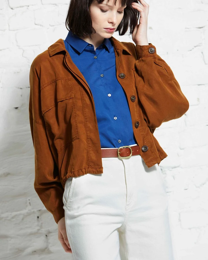 Oversize cropped jacket twill