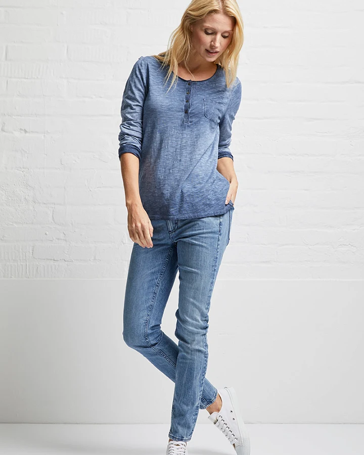 Slub henley 1/1 mal tinto