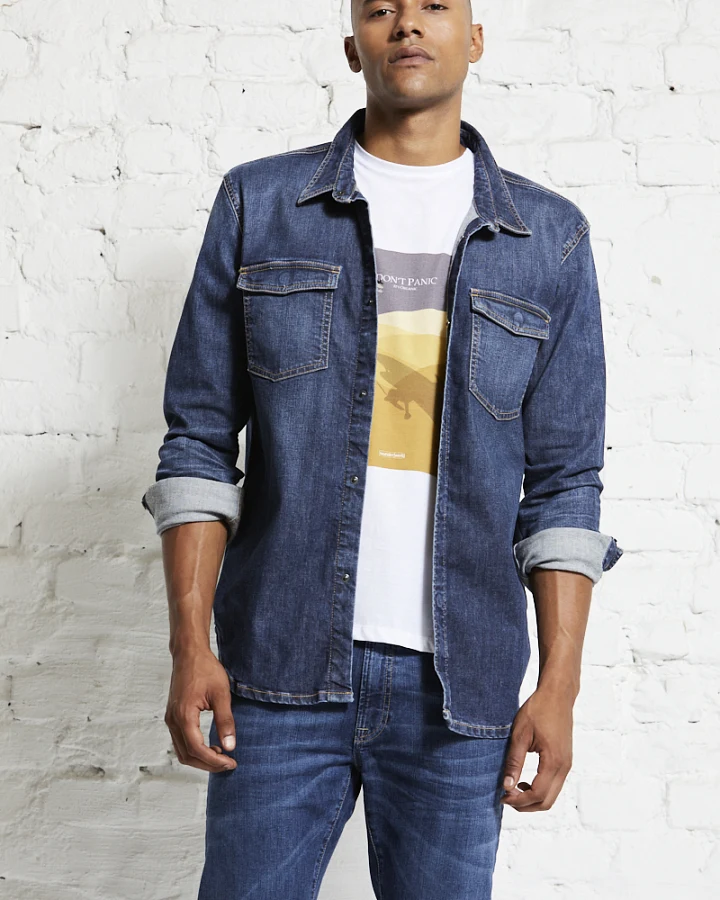 Heavy duty denim shirt jacket