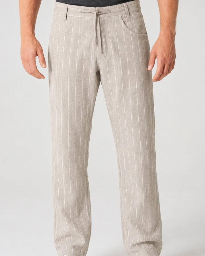 Hempage Herren vegan Hose Striped Thistle In Beige