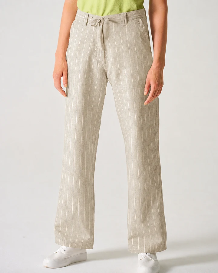Hempage Damen vegan Hose Marlene Striped Thistle In Beige