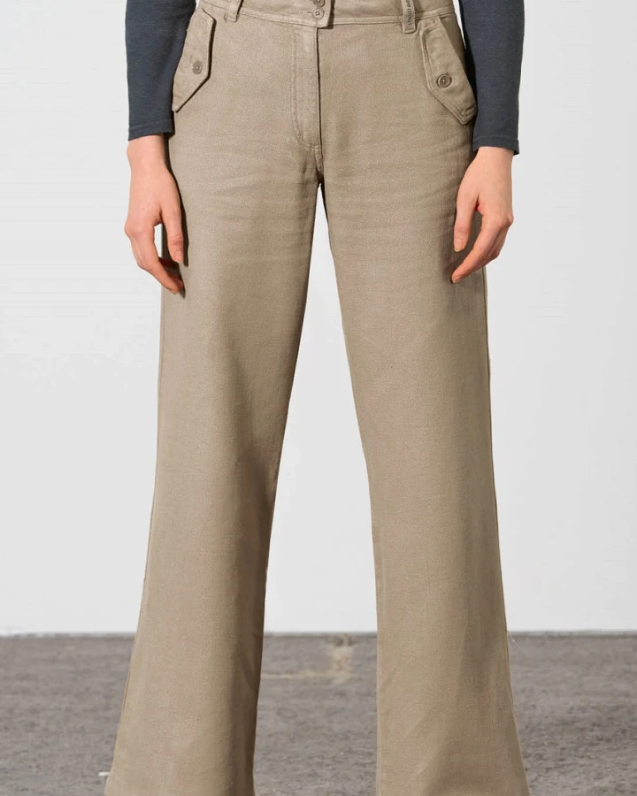 Hempage Damen vegan Hose Highrise Palazzo Grit Beige
