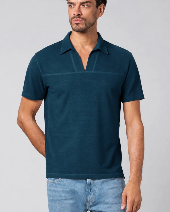 Hempage Herren vegan T-Shirt V-Ausschnitt Reef Petrol