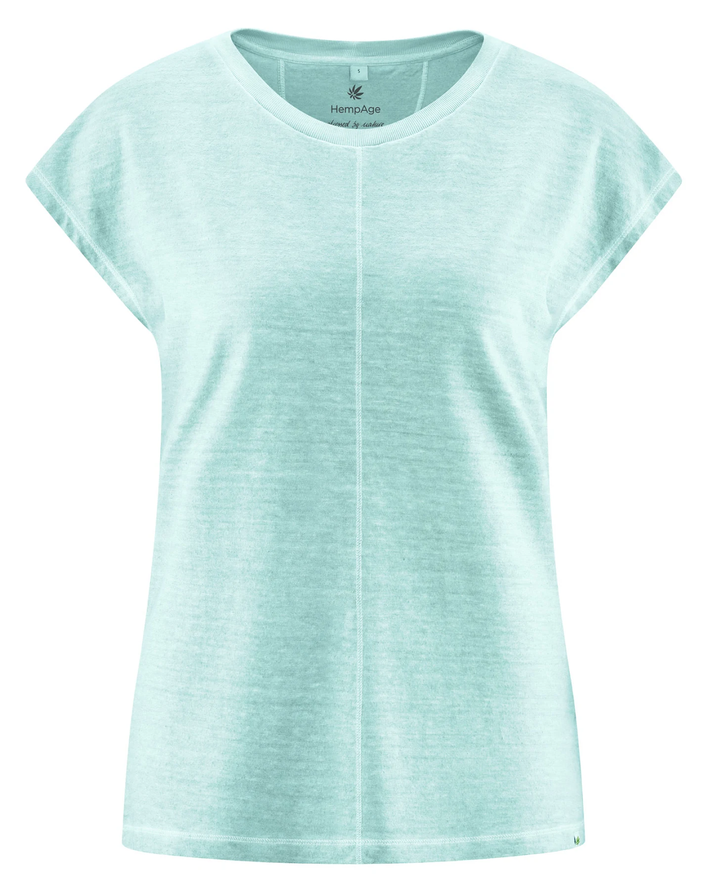 Hempage Damen vegan T-Shirt Ziernähte Seeblau – Ansicht 2