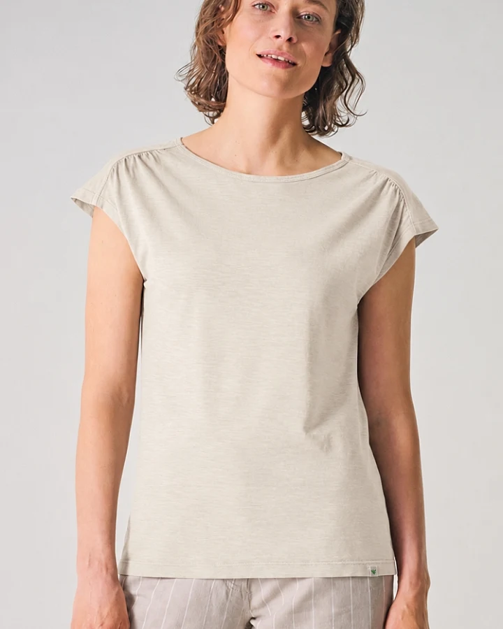 Hempage Damen vegan T-Shirt Rückenausschnitt Thistle Beige