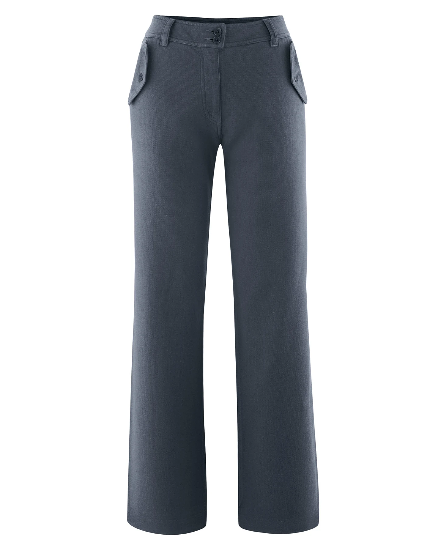 Hempage Damen vegan Hose Hohe Leibhöhe Palazzo Schnitt Dunkelgrau – Ansicht 2