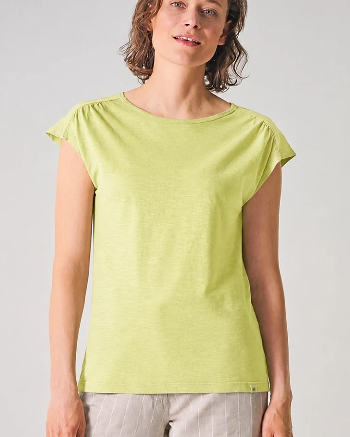 Hempage Damen vegan T-Shirt Rückenausschnitt Lind Grün