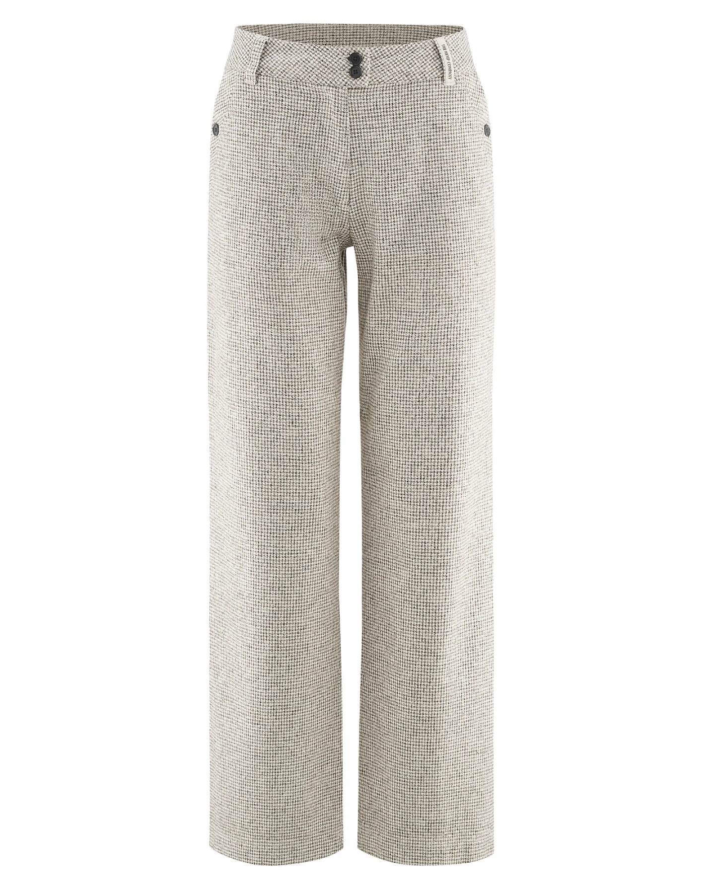 Hempage Damen vegan Hose Mit Weitem Bein Pepita Off-White – Ansicht 2