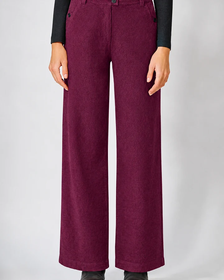 Hempage Damen vegan Hose Pepita Weinrot
