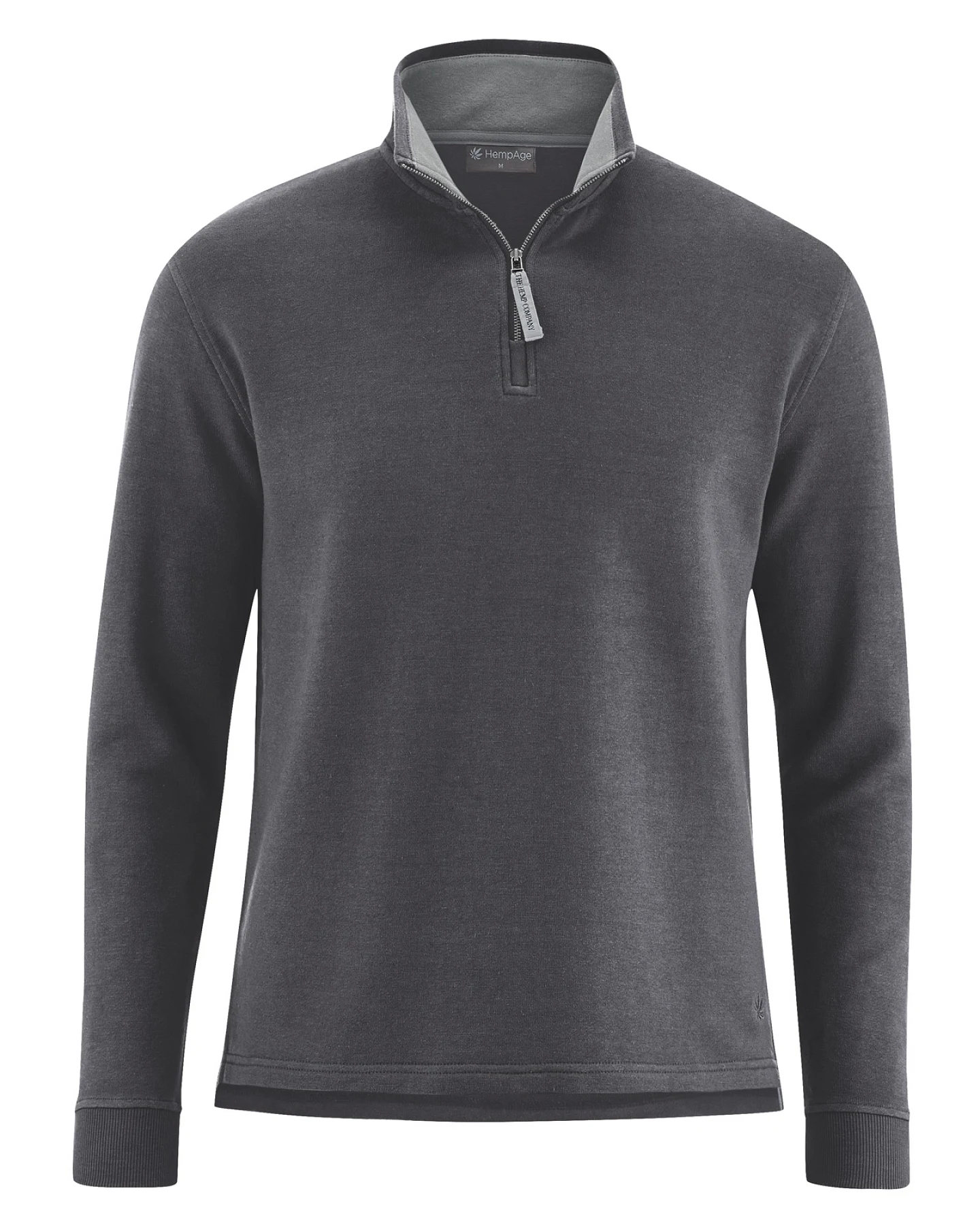Hempage Herren vegan Troyer Sweatshirt Straight Cut Anthrazit – Ansicht 2