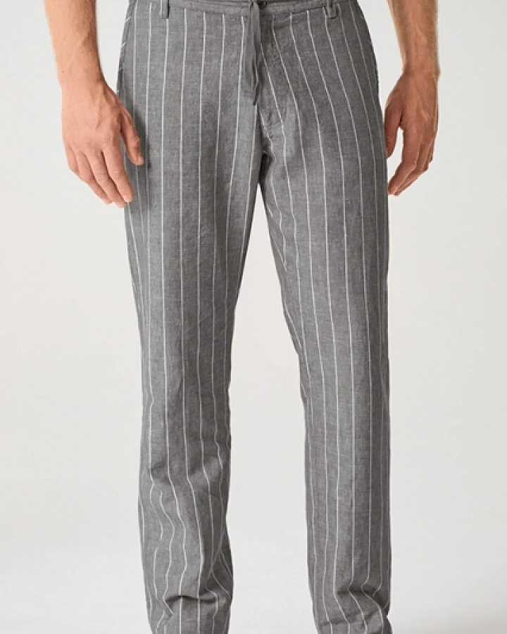 Hempage Herren vegan Hose Gestreift Asphaltgrau