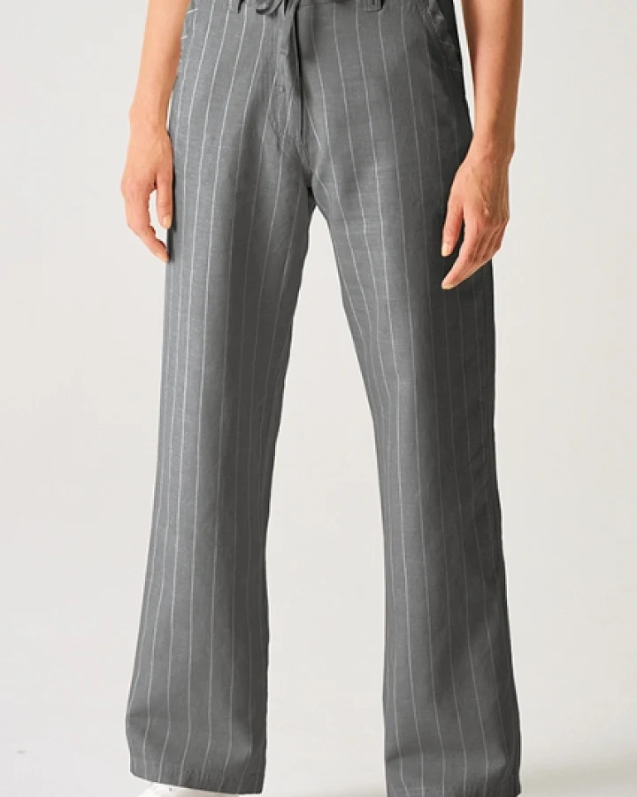 Hempage Damen vegan Hose Marlene Gestreift Asphaltgrau