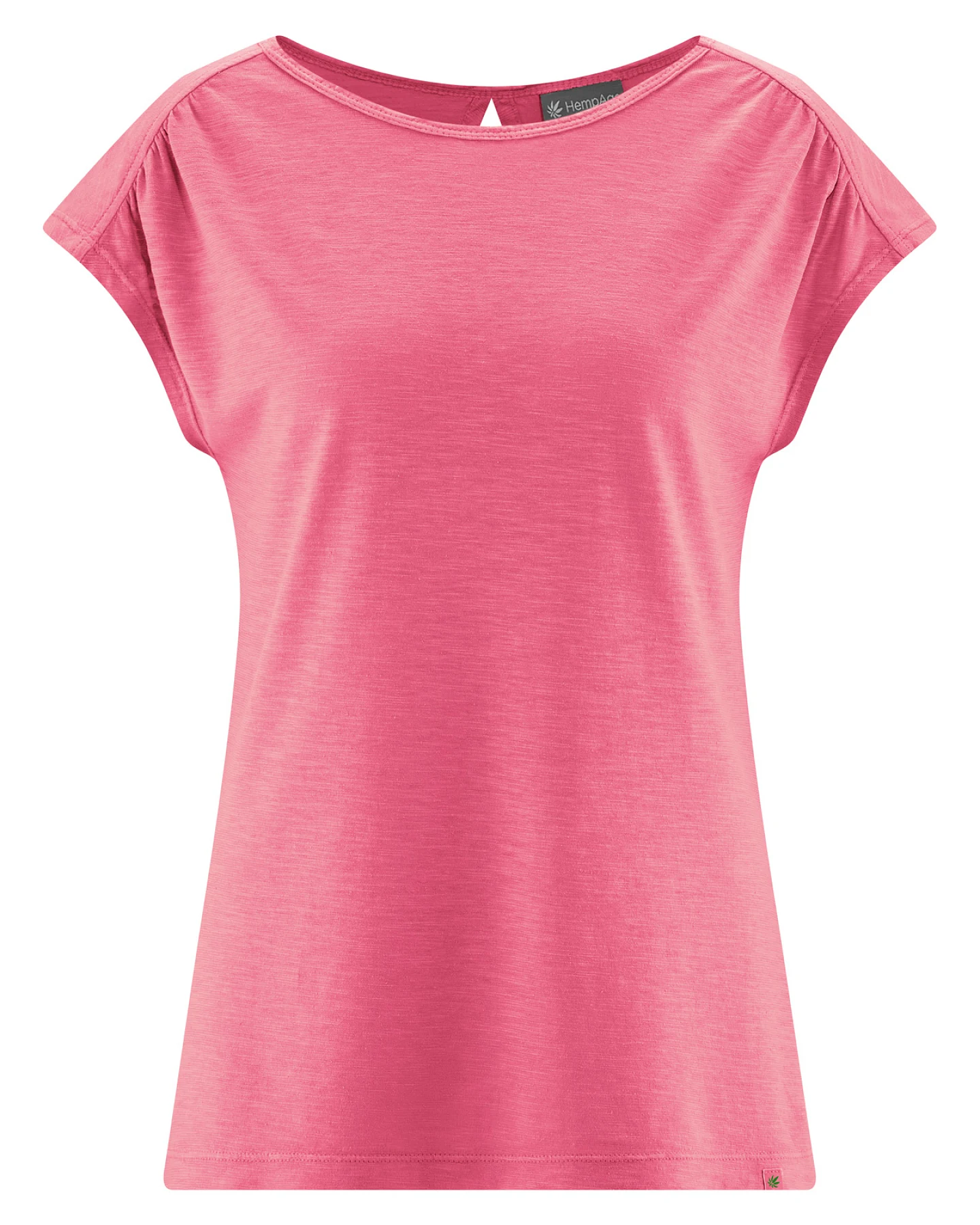Hempage Damen vegan T Shirt Back Cut Out Hibiskus Pink – Ansicht 2