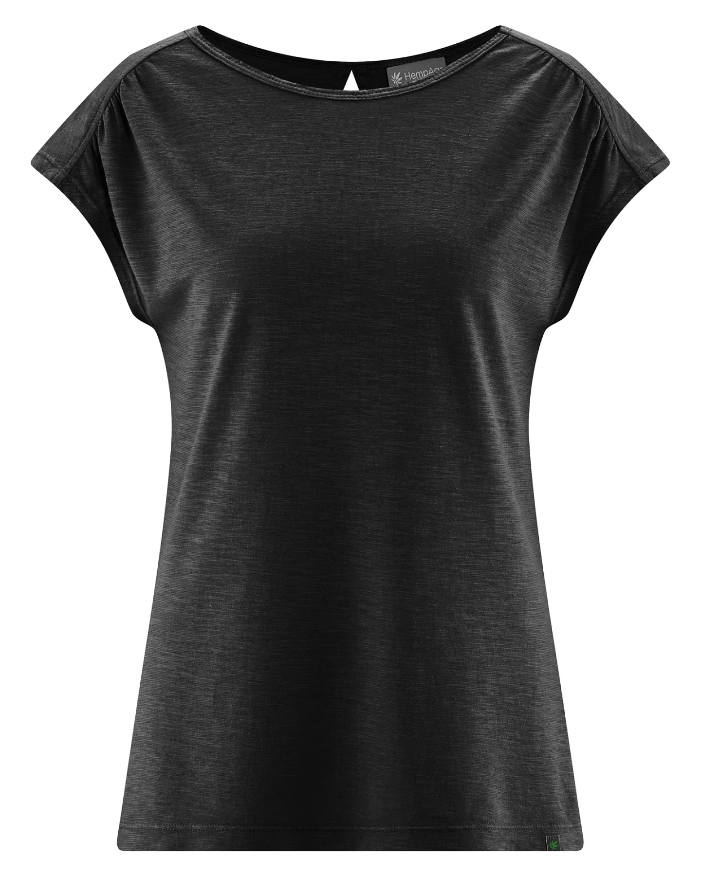 Hempage Damen vegan T-Shirt Rückenausschnitt Schwarz – Ansicht 2
