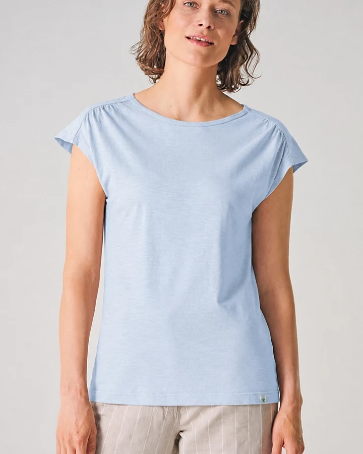 Hempage Damen vegan T-Shirt Rückenausschnitt Smoke Blue