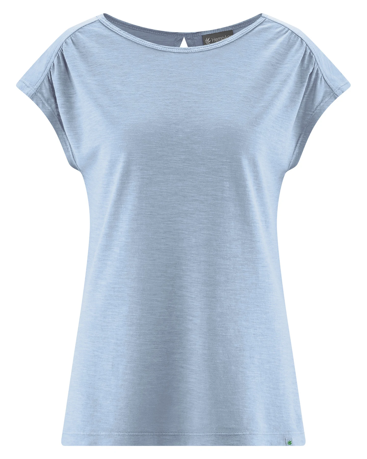 Hempage Damen vegan T-Shirt Rückenausschnitt Smoke Blue – Ansicht 2