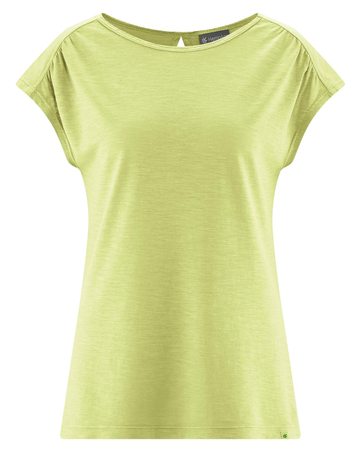 Hempage Damen vegan T-Shirt Rückenausschnitt Lind Grün – Ansicht 2