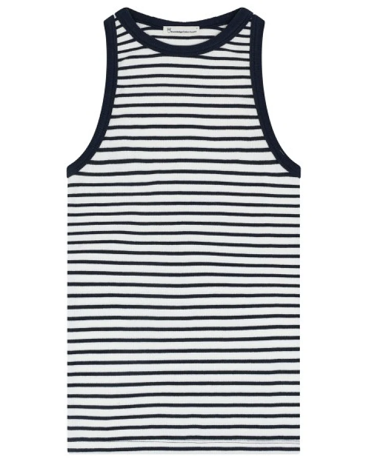 KnowledgeCotton Apparel - Women's Racer Rib Top - Top Gr M grau/weiß