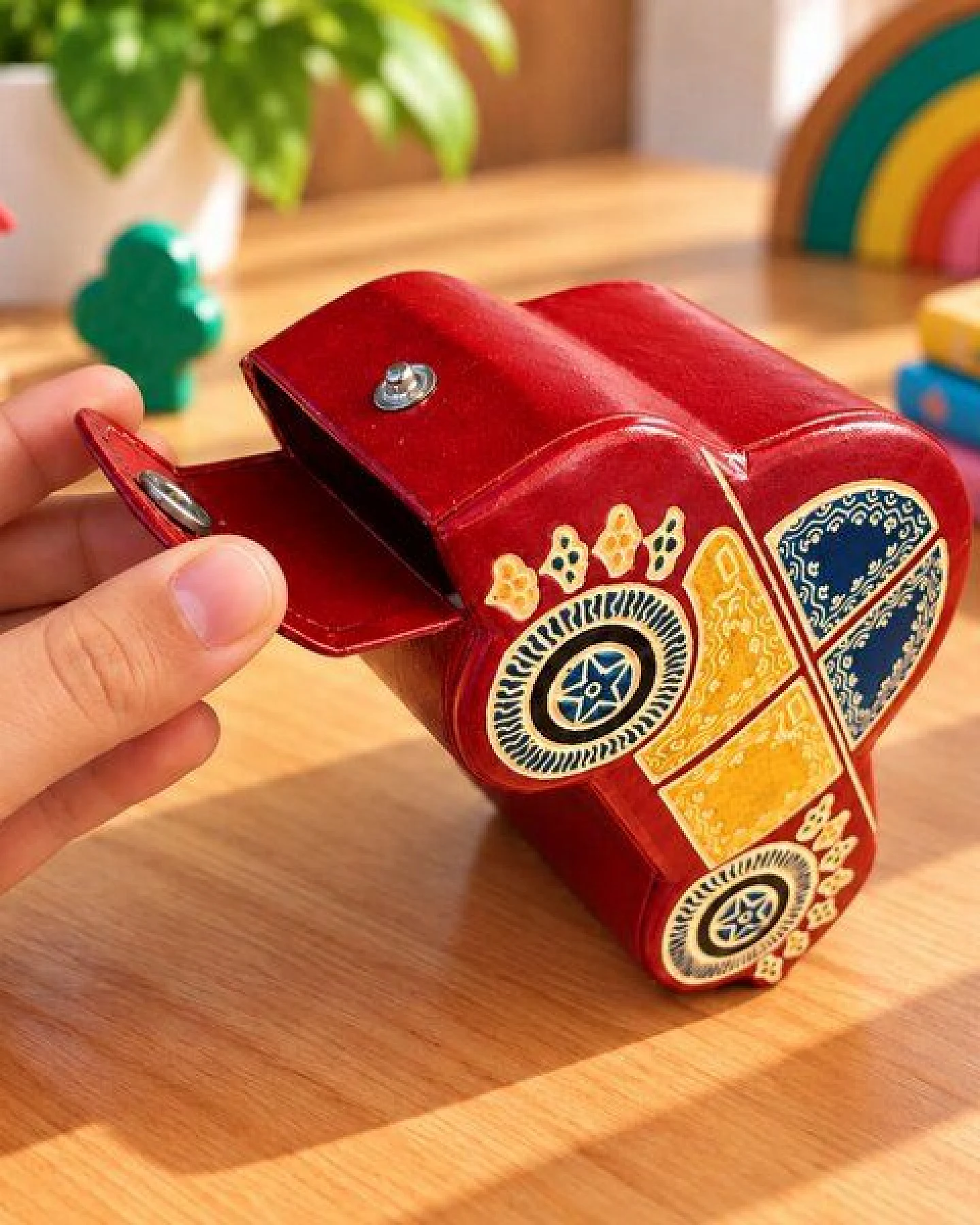 Janselo Auto Kinder-Spardose aus Shanti-Leder in Rot – Ansicht 4