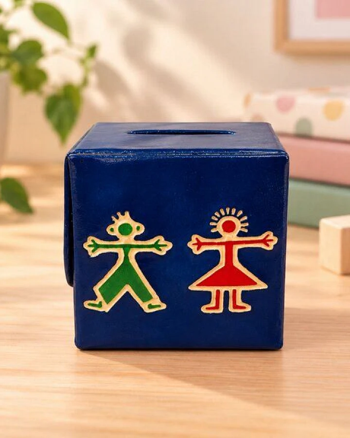 Janselo Harmony Kinder-Spardose aus Shanti-Leder in Blau
